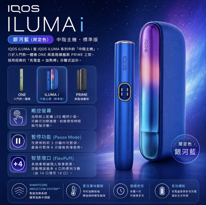 【銀河藍限定色】IQOS主機第八代 IQOS ILUMA i 加熱菸主機適用TEREA煙彈